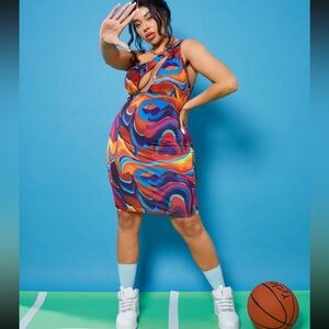 Vibrant Swirl Pattern Dress